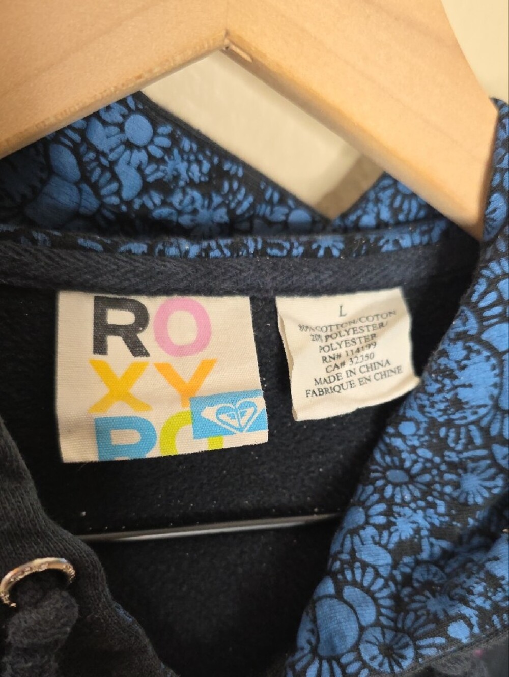 Roxy Full Zip Hoodie Black Graphic Womens Size Large Vintage Y2K Surf Grunge - Picture 5 of 16